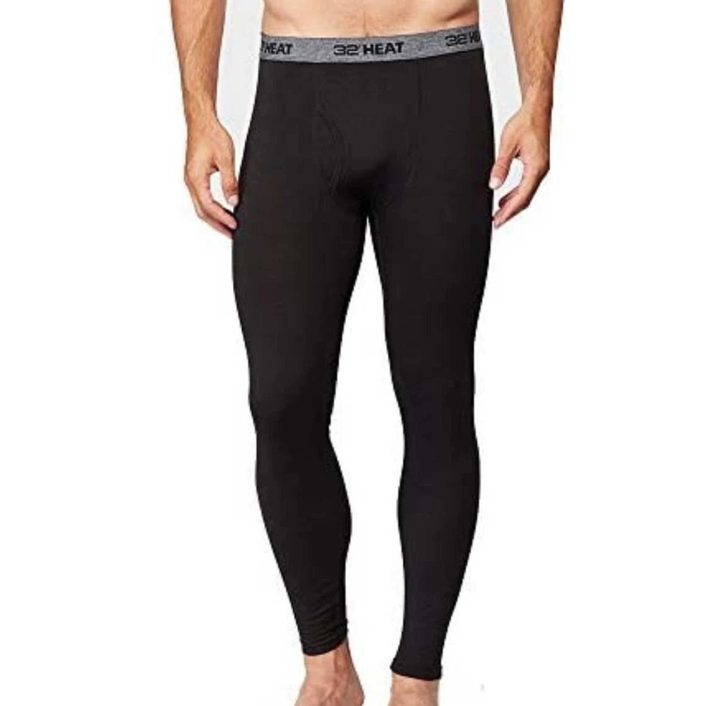 New 32 Degrees Heat Base Layer Pants Men's Small Black Polyester Blend Thermal